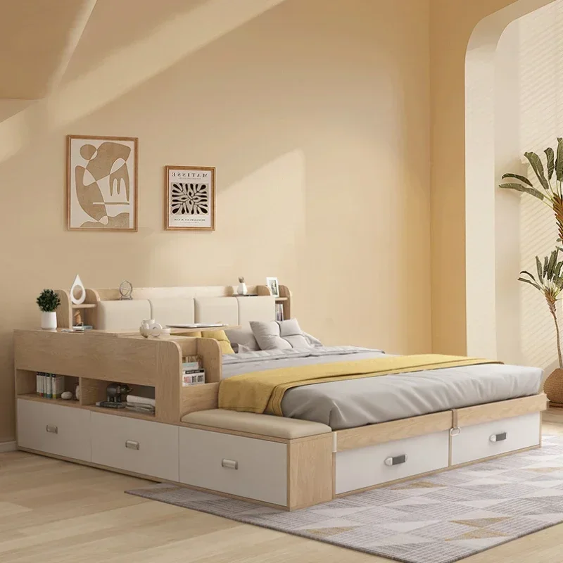 Hidden Compartment Lift-Up Storage Bookshelf Platform Bed - Image 3