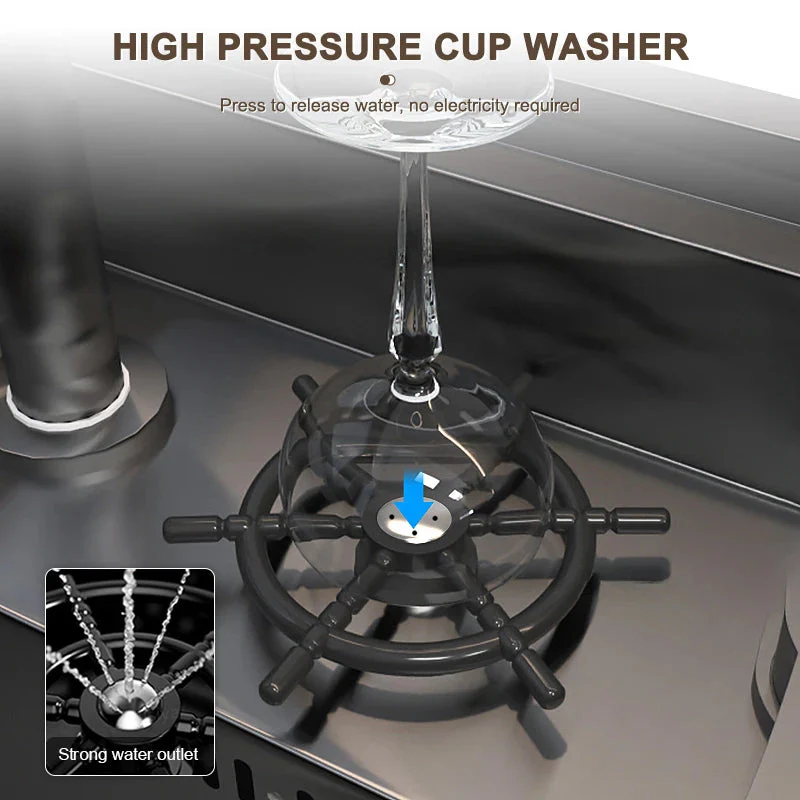 Hidden Cup Washer Sleek Stainless Steel Mini Sink - Image 3