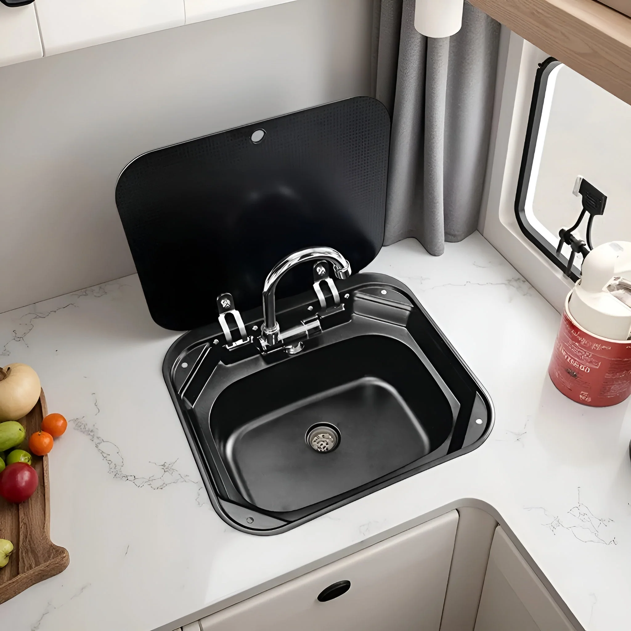 Hidden Foldable Faucet Stainless Steel Kitchen Sink - Image 2