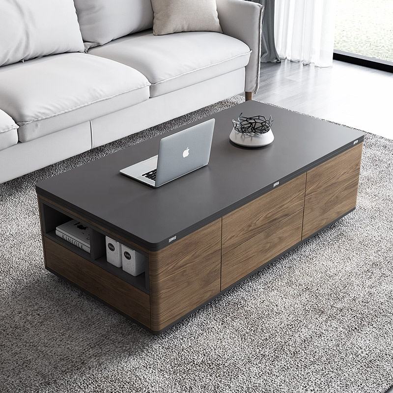Hidden Seats Retractable Wooden Elegant Coffee Table - Image 2