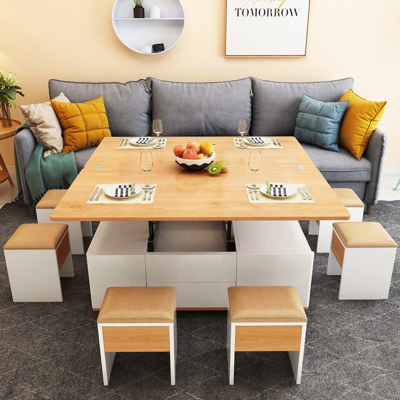 Hidden Seats Retractable Wooden Elegant Coffee Table - Image 3