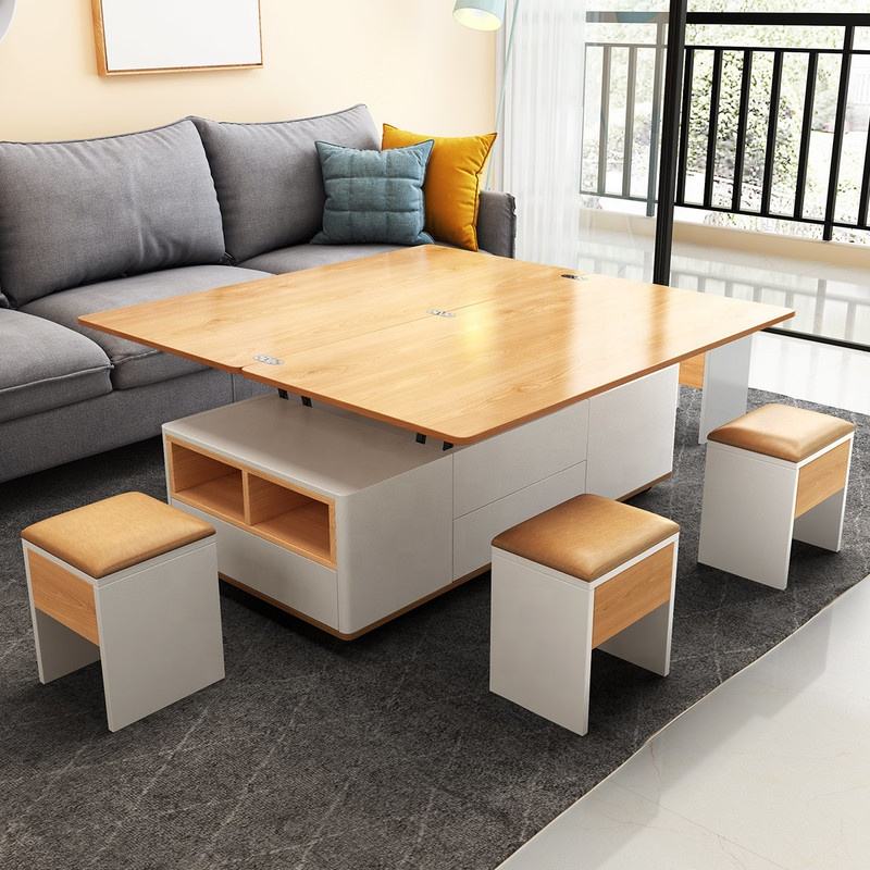Hidden Seats Retractable Wooden Elegant Coffee Table - Image 6