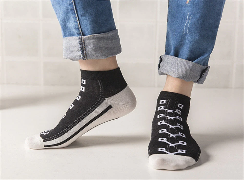 Hipster 3D Canvas Shoes Printed Ankle Socks - Image 3