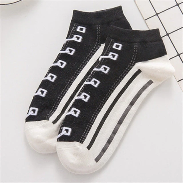 Hipster 3D Canvas Shoes Printed Ankle Socks - Image 7