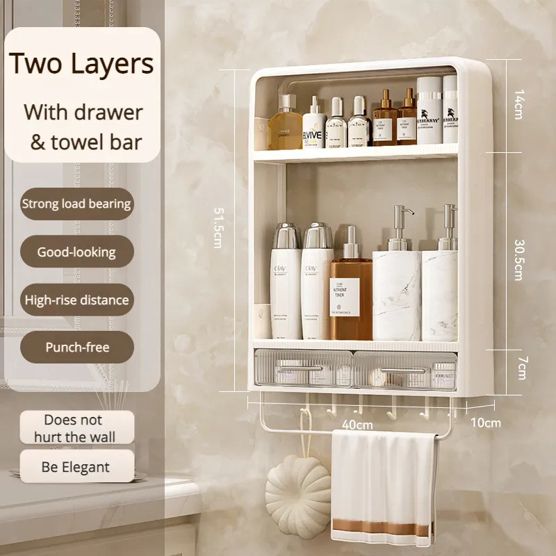 Home Essential Punch-Free Bathroom Organizer Shelf - Image 9