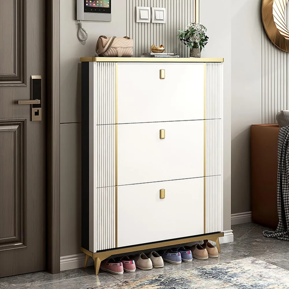 Home Essentials Elegant Shoe Cabinet With 3 Flip Drawers - Image 3