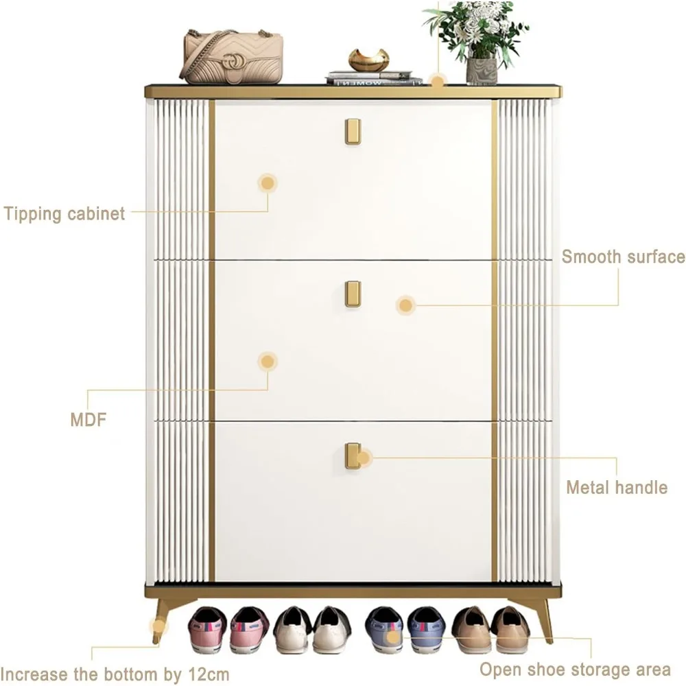 Home Essentials Elegant Shoe Cabinet With 3 Flip Drawers - Image 4
