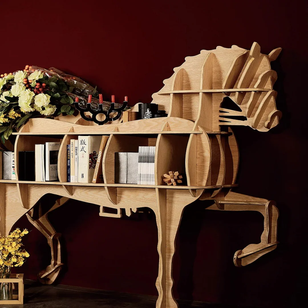 Horse-Shaped Wooden Decorative Bookshelf - Image 4