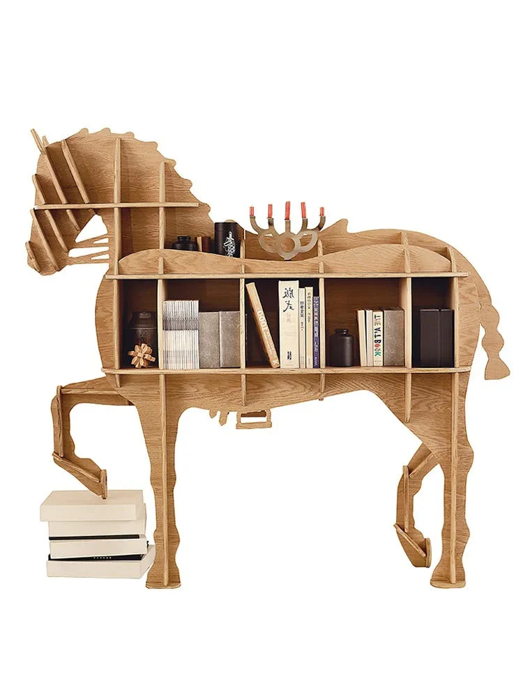 Horse-Shaped Wooden Decorative Bookshelf - Image 5