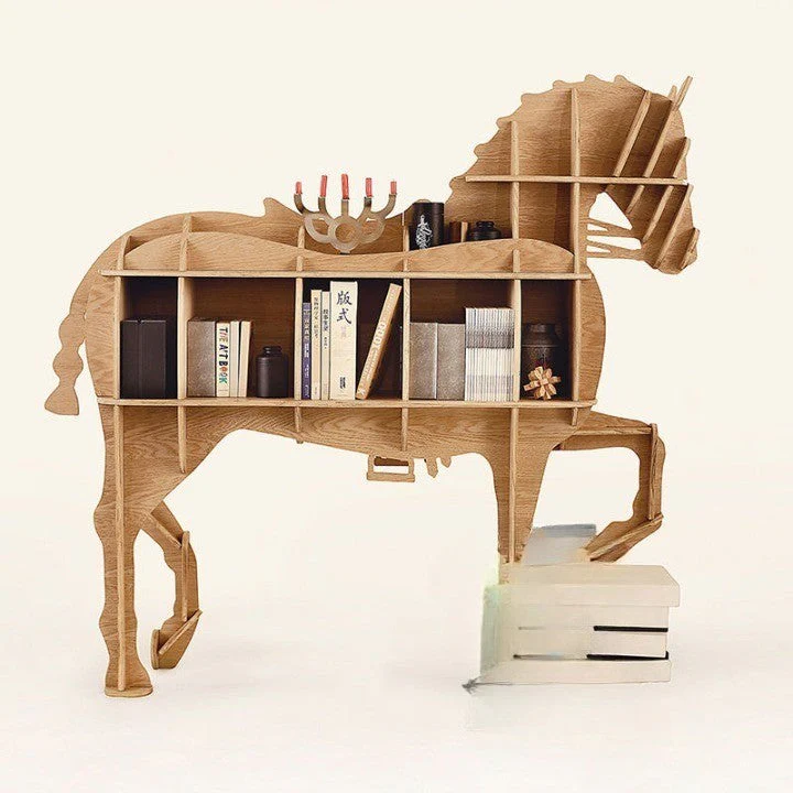 Horse-Shaped Wooden Decorative Bookshelf - Image 6