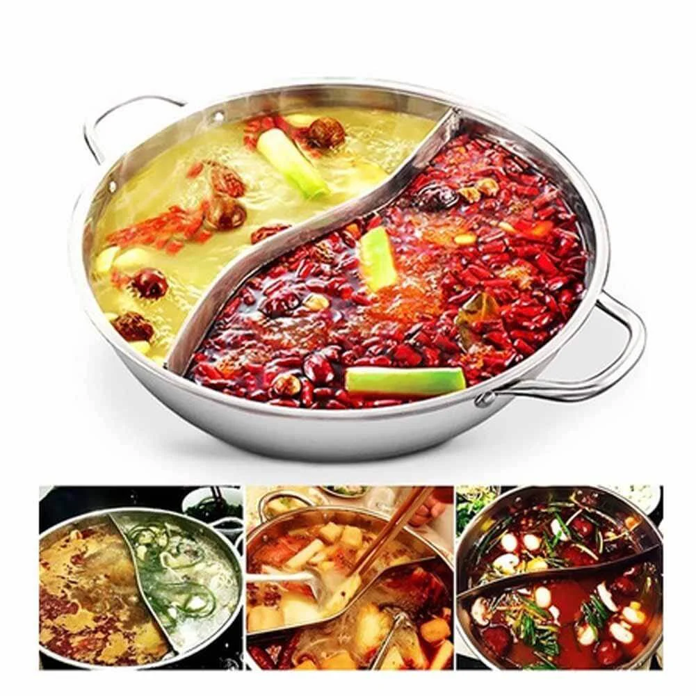 Hot Pot Twin Divided Stainless Steel Pan - Image 2