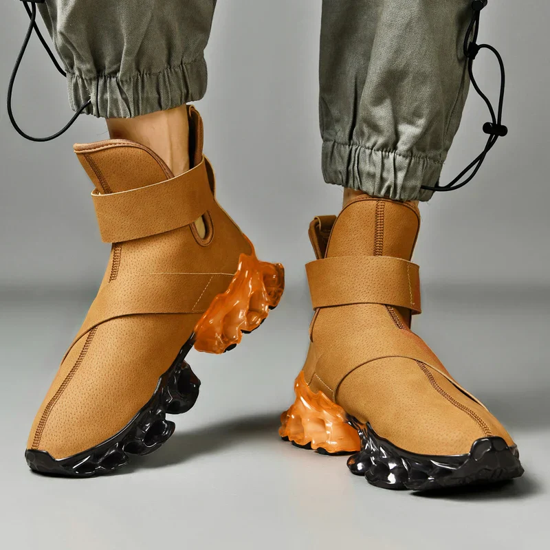 Hybrid Black Orange Ergonomic Adventure Ankle Boots - Image 3