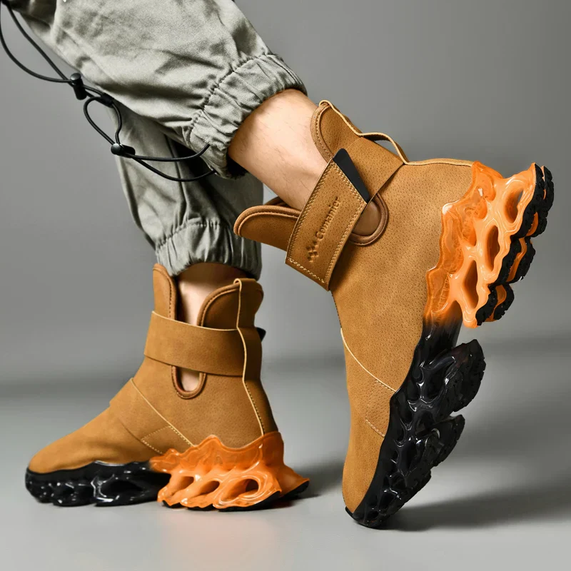 Hybrid Black Orange Ergonomic Adventure Ankle Boots - Image 4
