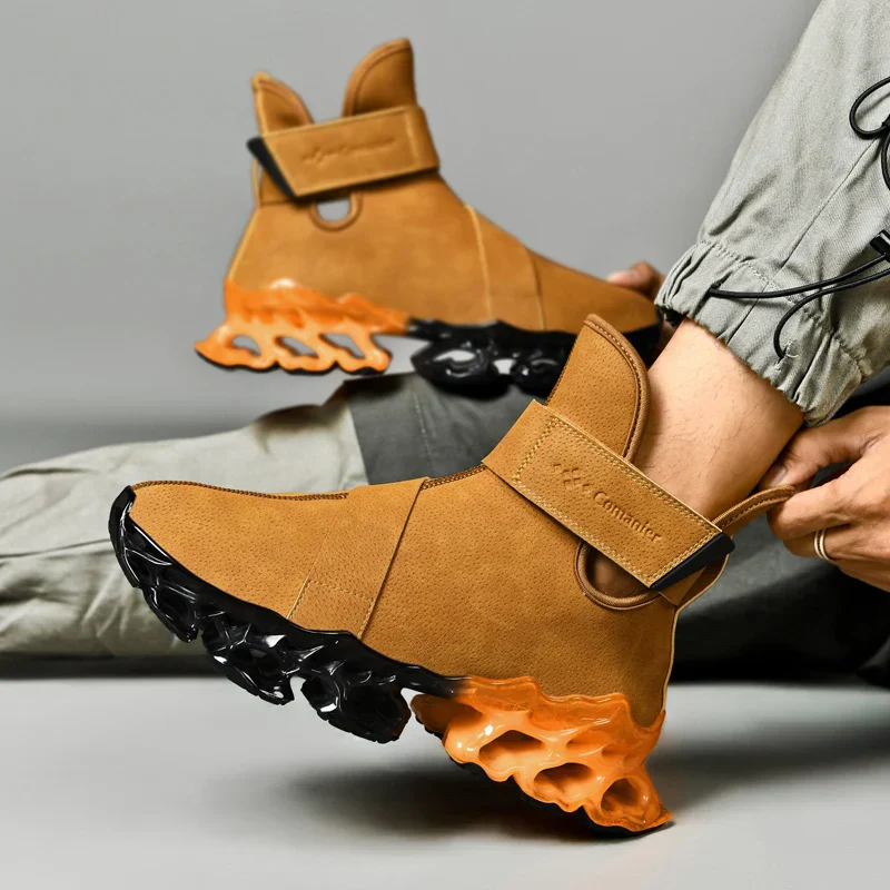 Hybrid Black Orange Ergonomic Adventure Ankle Boots - Image 5