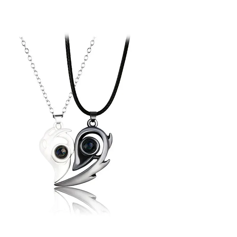 I Love You Magnetic Projection Couple Necklace Set - Image 8