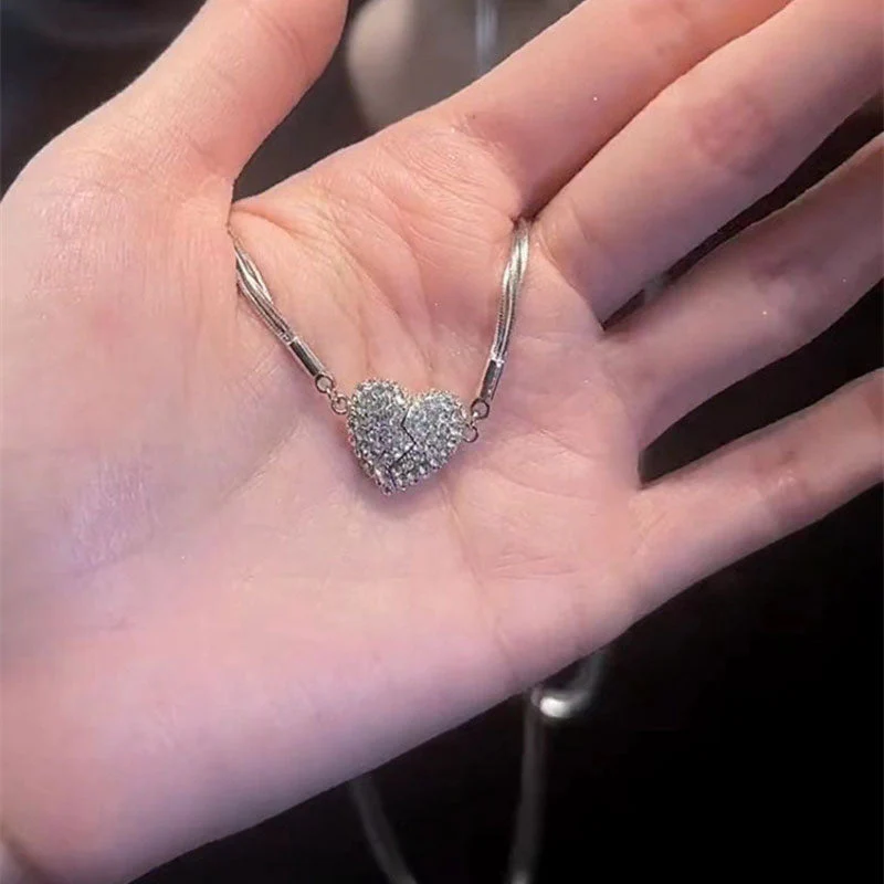 Ice Love Magnetic Zircon Heart Necklace - Image 6