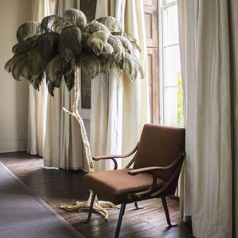 Icelandic Ostrich Feather Tree Lamp - Image 2