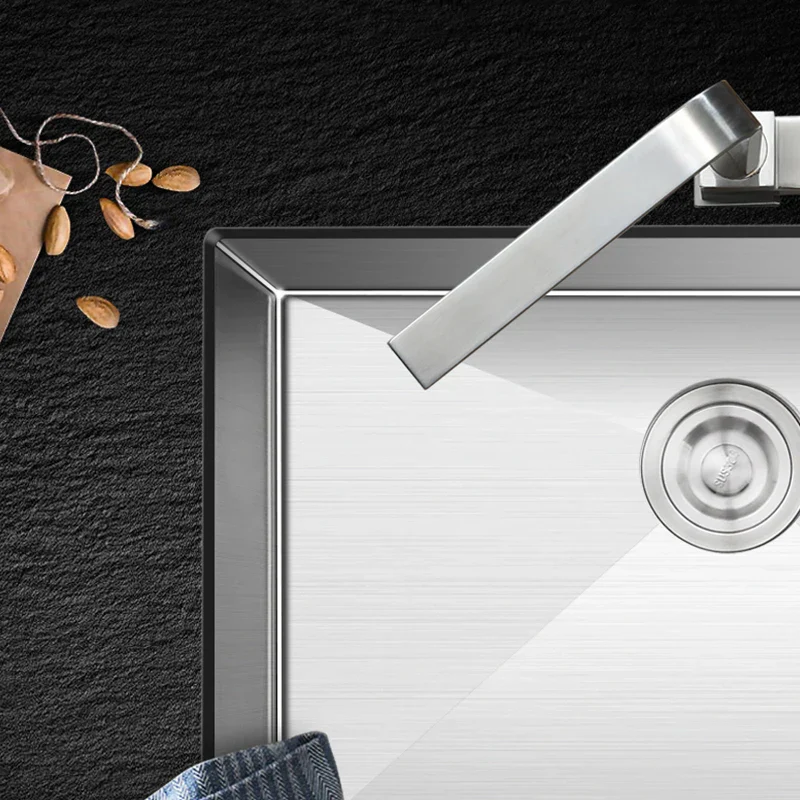 Infinity Edge Steel Artisanal Brushed Kitchen Sink - Image 2