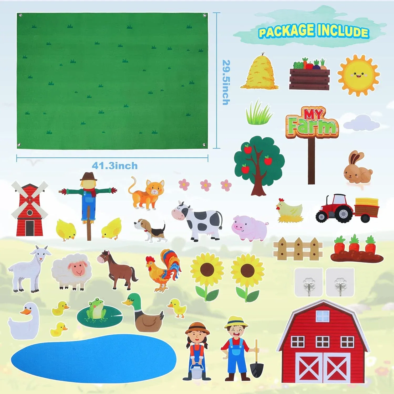 Interactive Early Learning Farm Animals Felt Story Board Set - Image 5