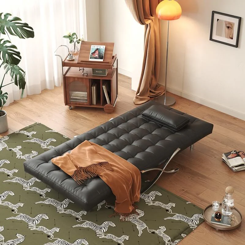 Italian Design Foldable Leather Convertible Sofa Bed - Image 2