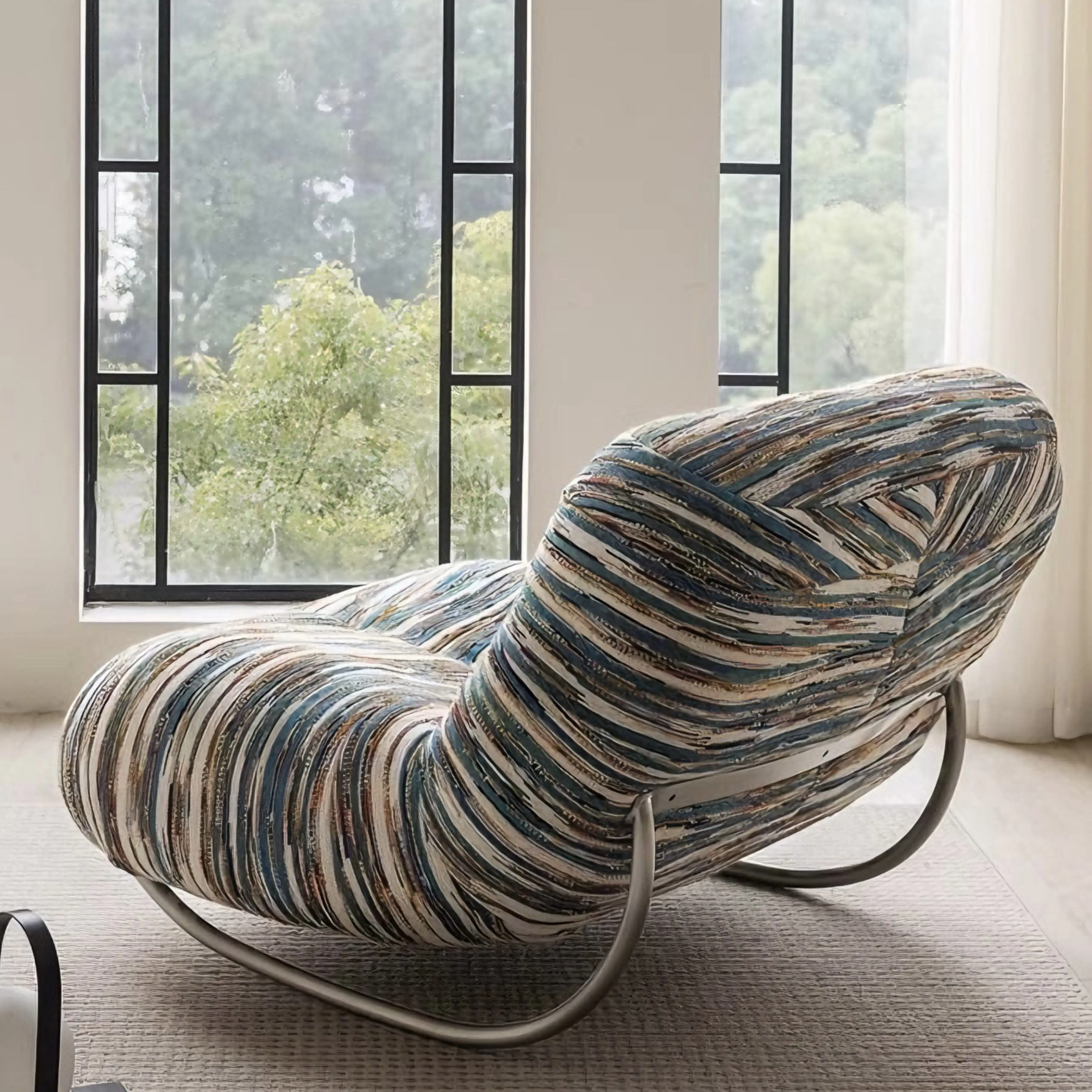 Italian Lounge Modern Curved Rocking Chair - Image 3