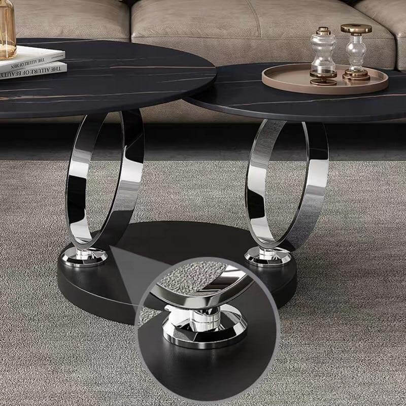 Italian Modern Two-layer Coffee Side Table with Marble Top - Image 15