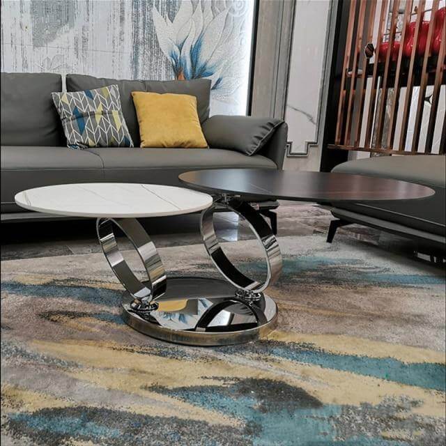 Italian Modern Two-layer Coffee Side Table with Marble Top - Image 4