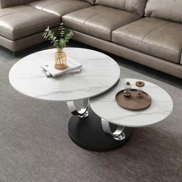 Italian Modern Two-layer Coffee Side Table with Marble Top - Image 8