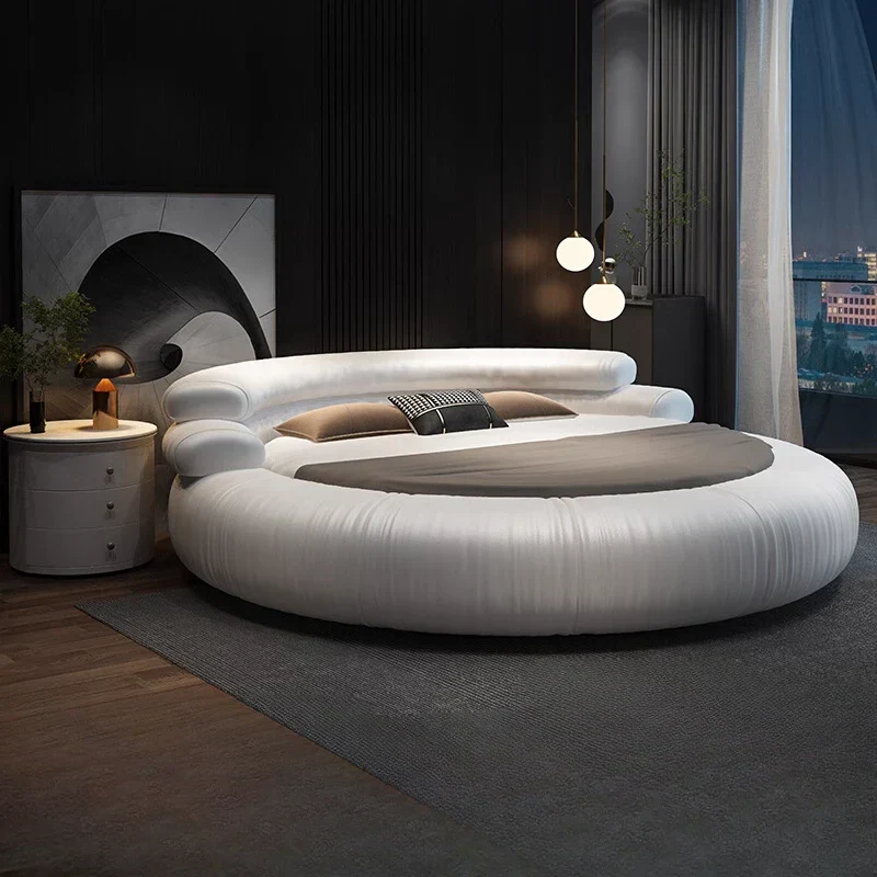 Italian Style Minimalist Circle Leather Dream Master Bed - Image 2