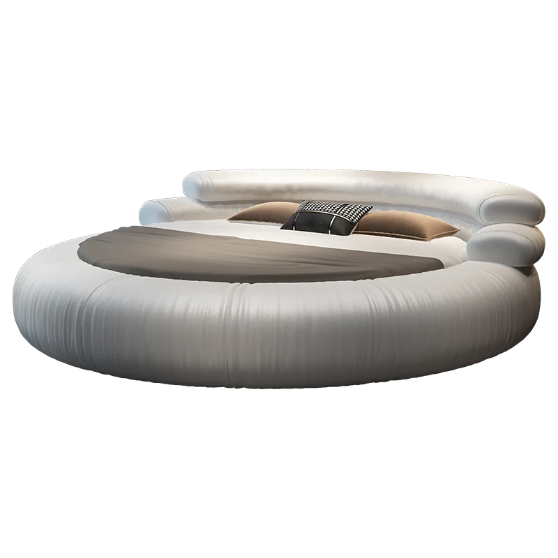 Italian Style Minimalist Circle Leather Dream Master Bed - Image 7