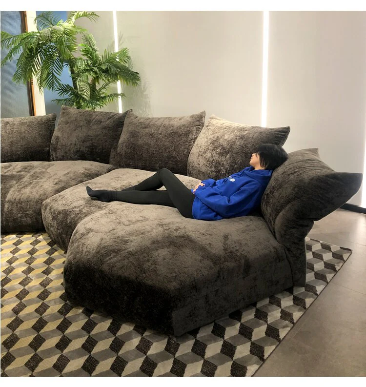 Italian Style Minimalist Modern Life Velvet Adjustable Sofa - Image 4