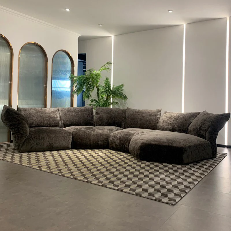 Italian Style Minimalist Modern Life Velvet Adjustable Sofa - Image 5