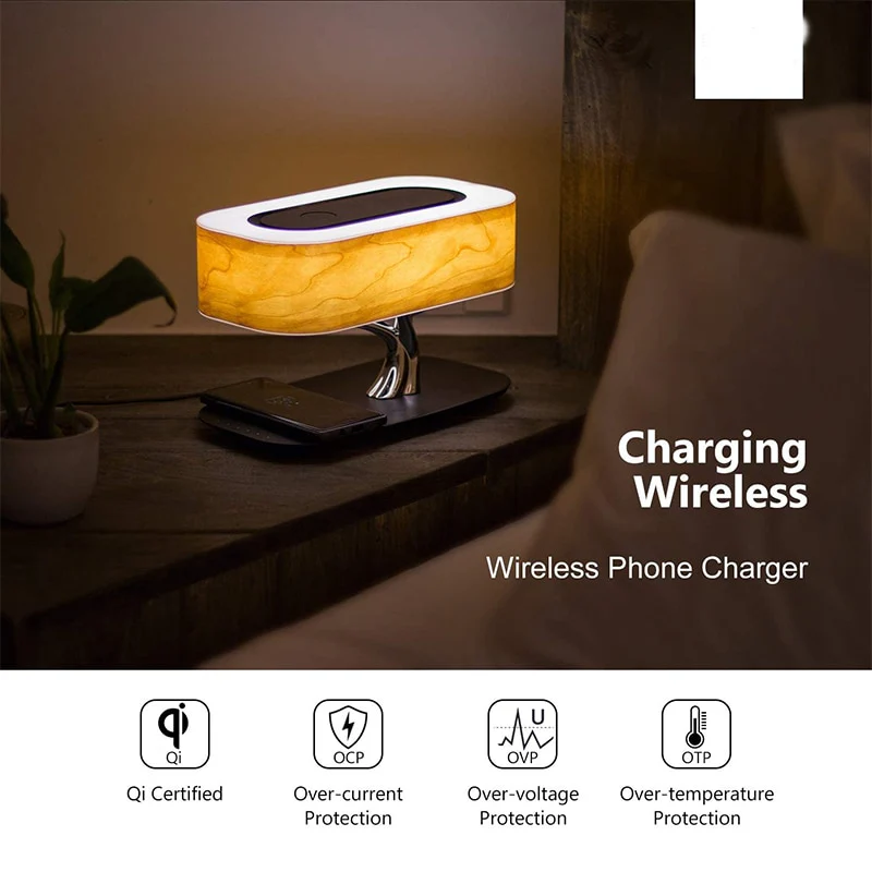 Japanese Style Dimmable Bluetooth Speaker Wireless Charger Desk Lamp - Image 2