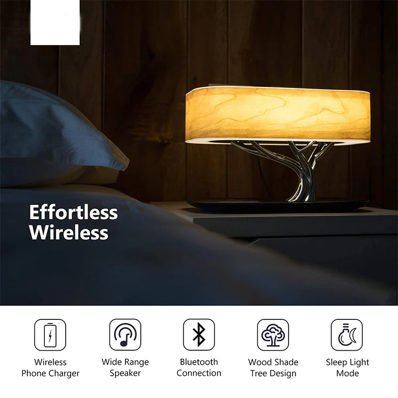 Japanese Style Dimmable Bluetooth Speaker Wireless Charger Desk Lamp - Image 3