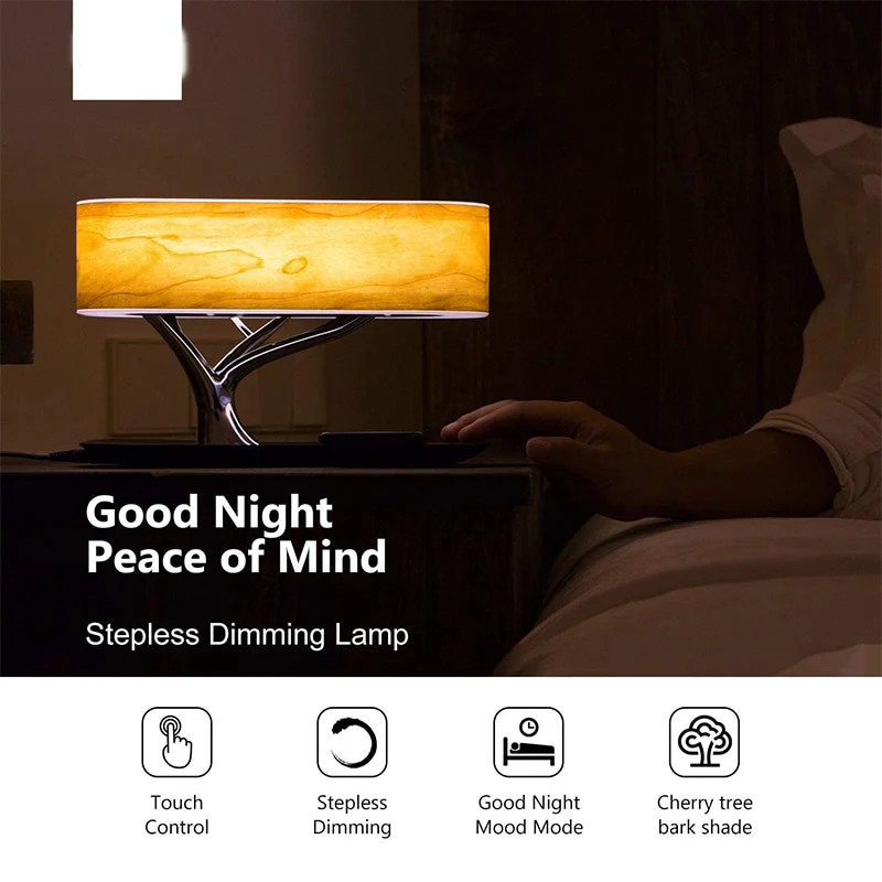 Japanese Style Dimmable Bluetooth Speaker Wireless Charger Desk Lamp - Image 4