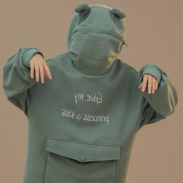 Japanese Style Long Sleeve Frog Hoodie - Image 2