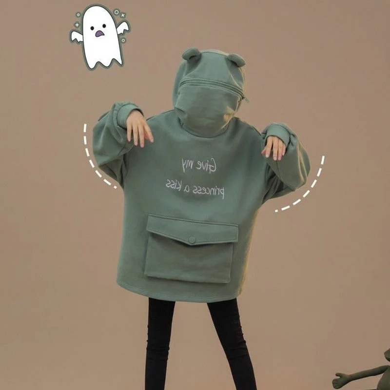 Japanese Style Long Sleeve Frog Hoodie - Image 4