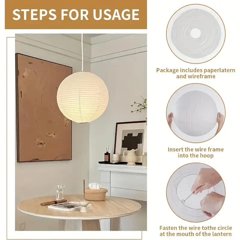 Japanese Style Paper Lantern Pendant Ceiling Lamp - Image 5