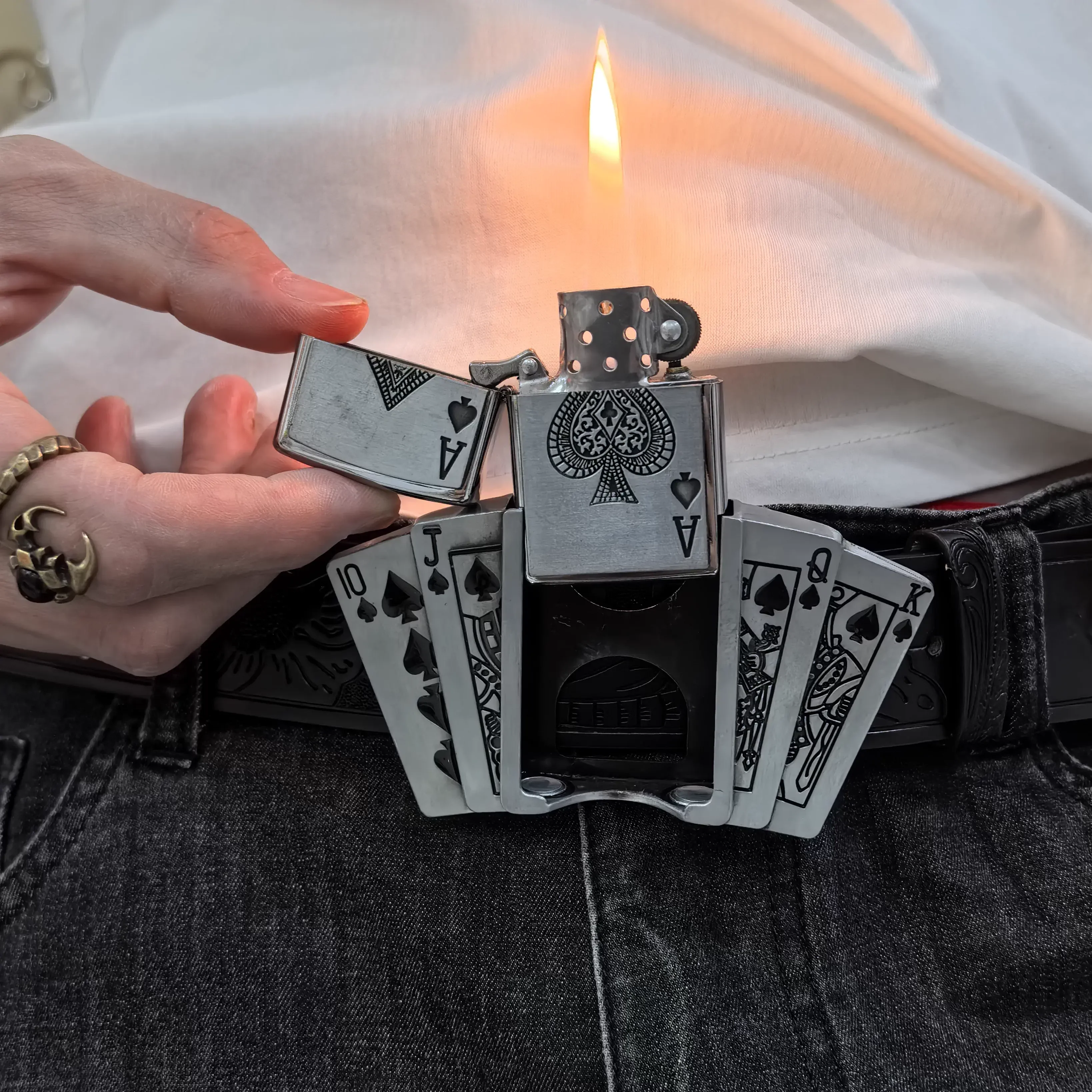 Kerosene Lighter Metal Buckle Belt
