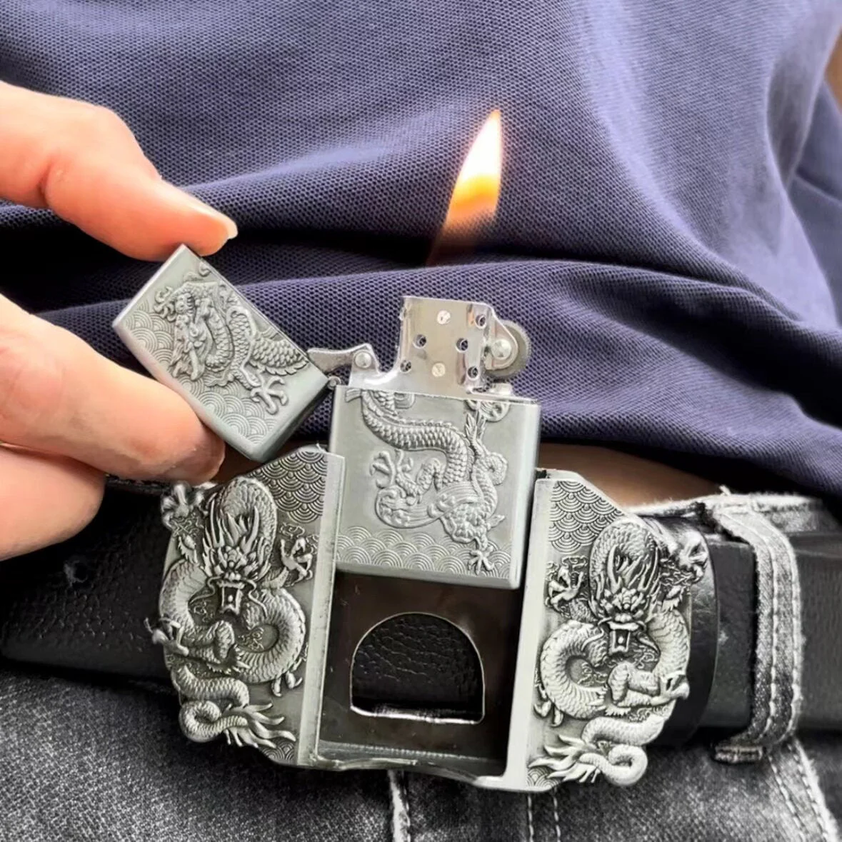 Kerosene Lighter Metal Buckle Belt - Image 2