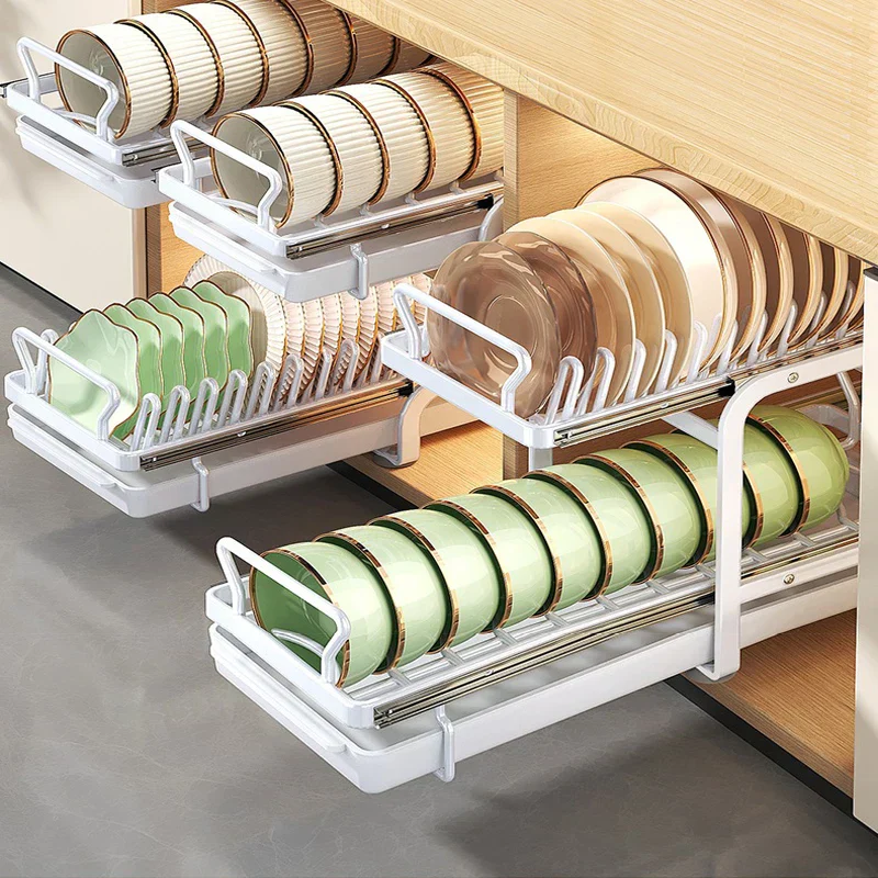 Kitchen Cabinet Sliding Storage Dish Rack - Image 2
