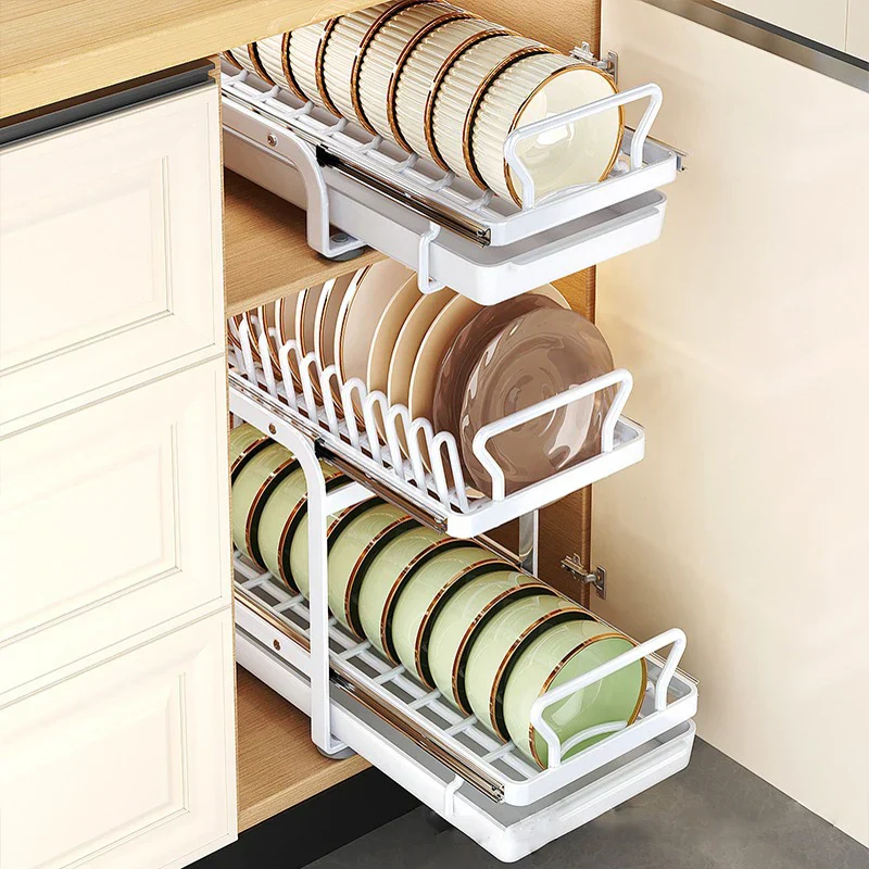 Kitchen Cabinet Sliding Storage Dish Rack - Image 3