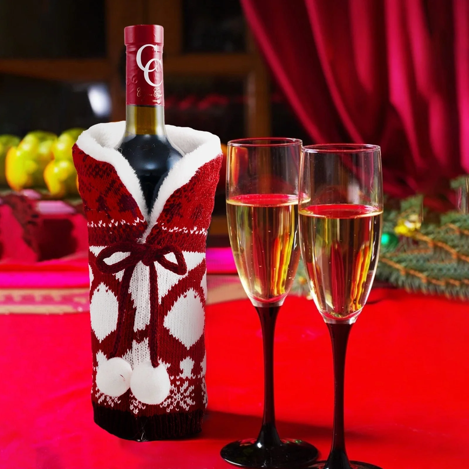 Knitted Christmas Bottle Cover - Image 3
