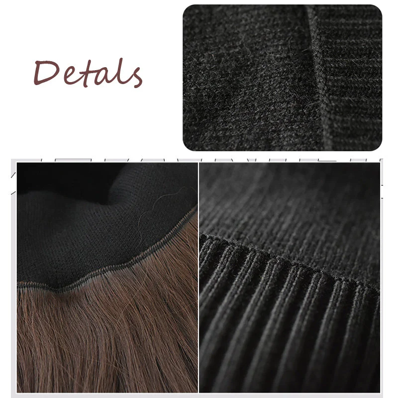 Knitted Long Hair Wig Beanie - Image 4