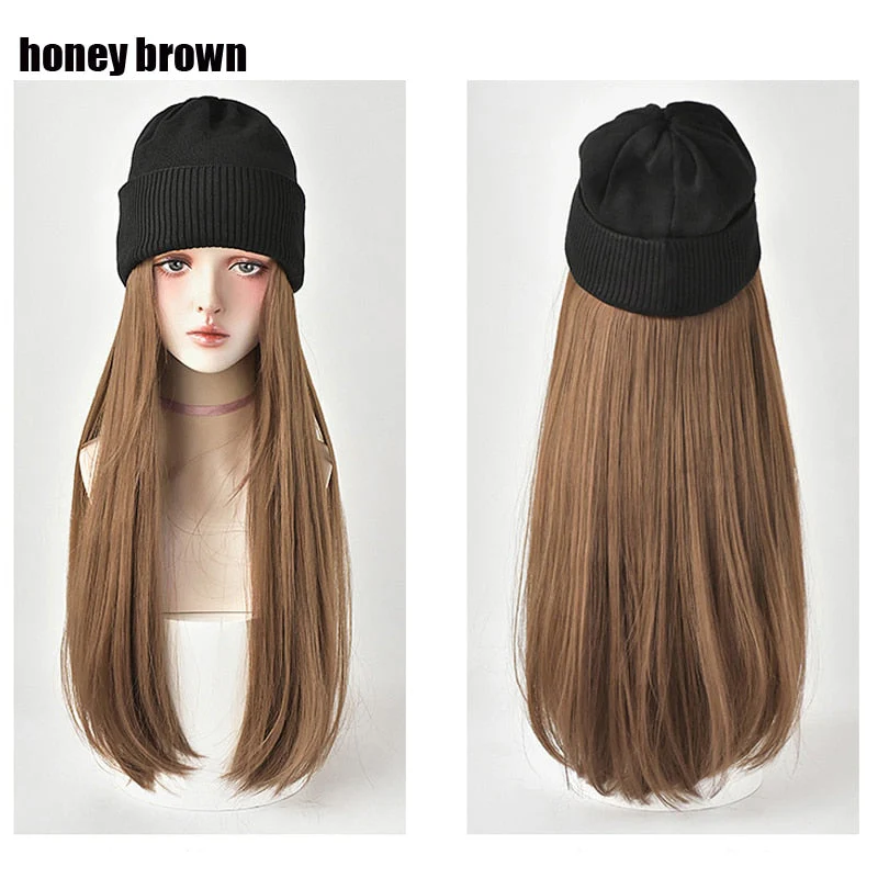 Knitted Long Hair Wig Beanie - Image 5