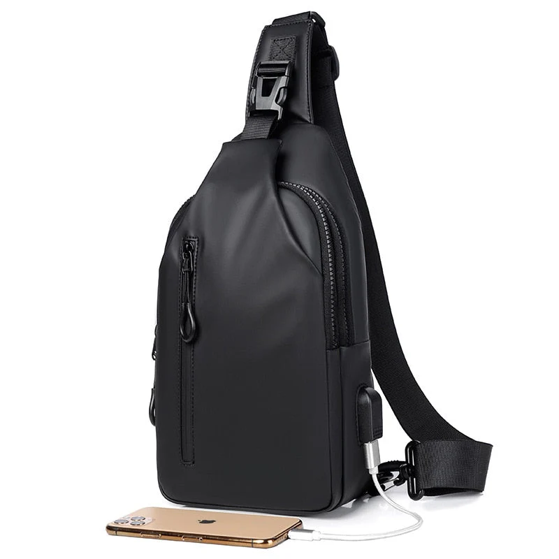 Korean City Waterproof USB Charging Crossbody Bag - Image 8