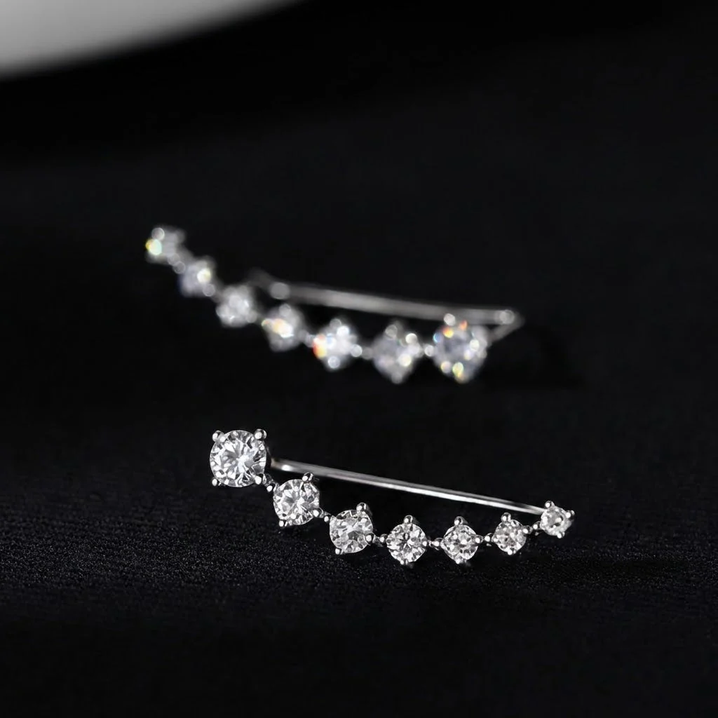 Korean Shiny Zircon Crystal Earrings - Image 3