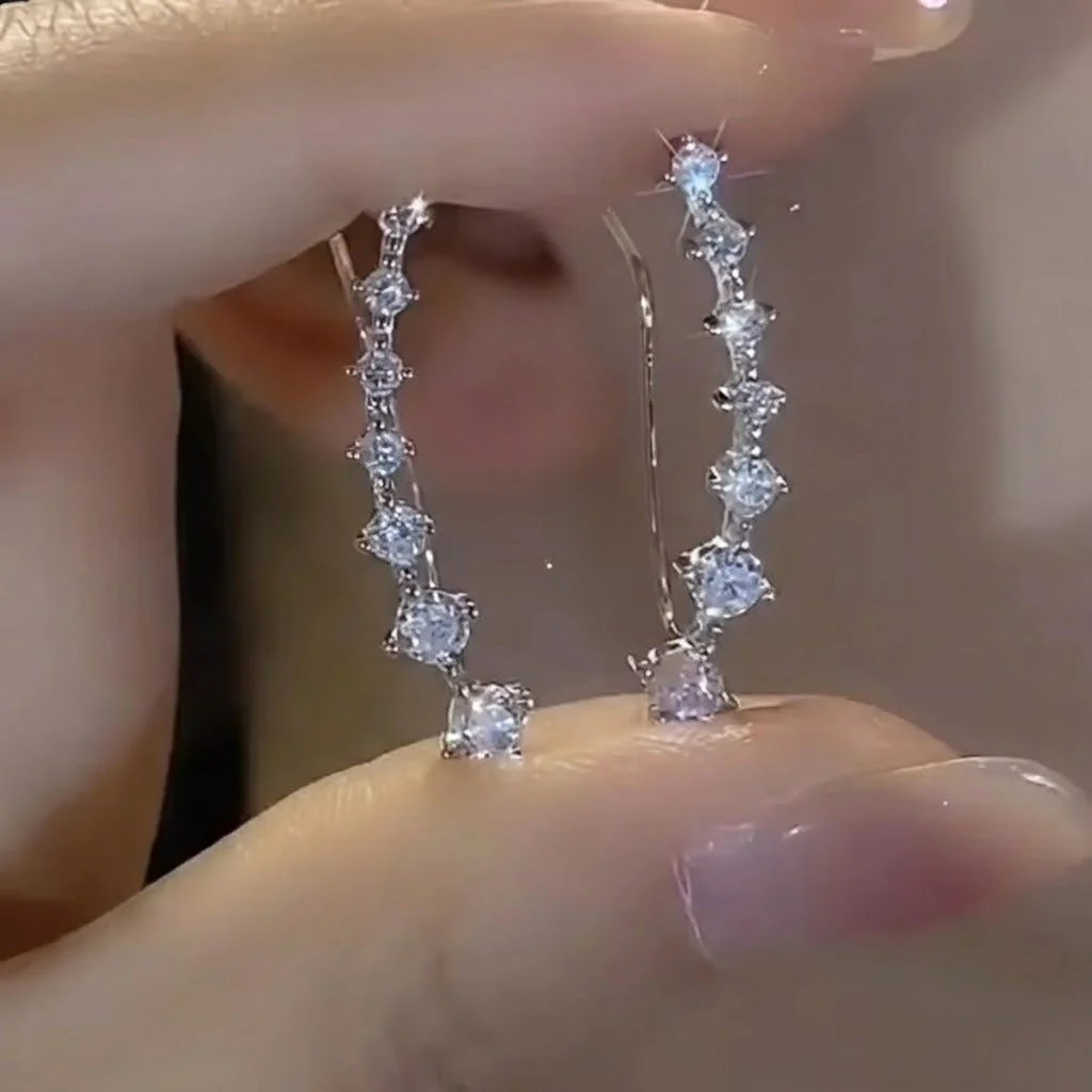 Korean Shiny Zircon Crystal Earrings - Image 5