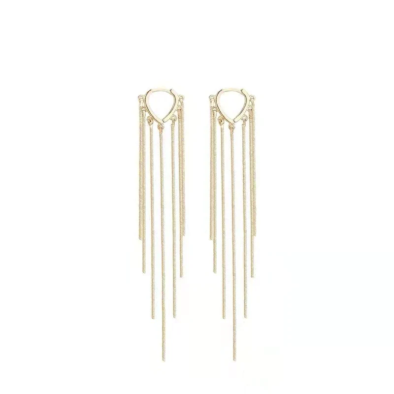 Korean Style Long Tassel Drop Heart Earrings - Image 4