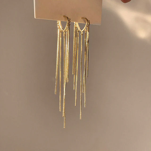 Korean Style Long Tassel Drop Heart Earrings - Image 5